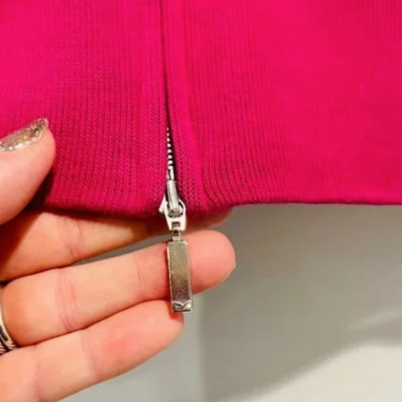 Faconnable Sweater Zipped Cardigan Jacket Deep Pink SZ SMALL NEW! - Picture 10 of 16